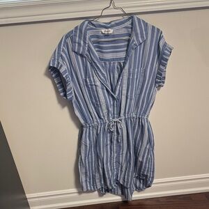 Japna Blue and White Striped Mini Dress